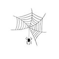 Halloween. Vector illustration with a spider web, drawn by hand. Template for printing