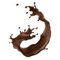 Vector illustration of a splash of brown chocolate in a realistic style. Royalty Free Stock Photo