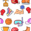 Vector illustration of sport equipment doodles