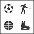 Vector Illustration of Sport Set Icons. Elements of Football ball, Pool Player, Basketball ball and Ice skate icon