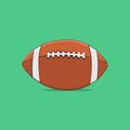 Vector illustration sports equipment rugby ball closeup with white stripes and a seam in the middle on a green background Royalty Free Stock Photo