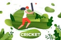 Vector illustration - sporty girl playing cricket