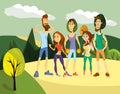 Vector set of fitness people in cartoon style