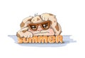 Vector illustration spotted dog resting,sommer vacation nice