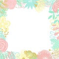 Vector illustration of a square frame made of hand-drawn floral elements. An image for decoration of cards, invitations and interi Royalty Free Stock Photo