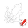 Vector illustration of squid for coloring book
