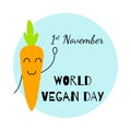Vector illustration for 1st November World Vegan Day in a flat style. Design template poster, banner, flayer,greeting Royalty Free Stock Photo