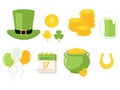Vector illustration of St Patrick Day traditional symbols Royalty Free Stock Photo
