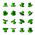 Vector illustration for St. Patrick`s Day - green hat with a gold ribbon cylinder