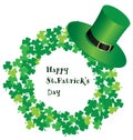 St.Patricks Day Card With Shamrock Wreath