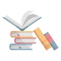Vector illustration of a stack of books on a white background. Concept for creating flyers and banners for a bookstore Royalty Free Stock Photo
