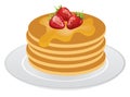 Vector Pancakes With Strawberries And Syrup Isolated