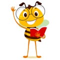 Bee Student Holding a Book while Raising his hand Royalty Free Stock Photo