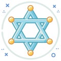 Vector illustration of Star of David symbol in light blue and yellow with decorative elements Royalty Free Stock Photo