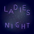 Vector of starry night sky background and Ladies night violet text Royalty Free Stock Photo