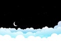 vector illustration of a starry sky moon in clouds black background Royalty Free Stock Photo