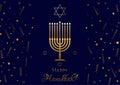 Vector illustration with stars and menorah with candles for Happy Hanukkah holidays. Greeting card Royalty Free Stock Photo