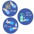 Staying home. Medical vector theme illustration. Vector logo and icon. Wash and sanitize your hands