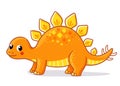 Vector illustration with stegosaurus. Cute dinosaur in cartoon style Royalty Free Stock Photo