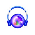 Vector illustration of stereo headphones in blue colors Royalty Free Stock Photo