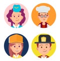 Four Icons of Children in Adult Occupations Flat Royalty Free Stock Photo