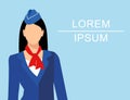 Illustration of stewardess dressed in blue uniform