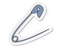 sticker of grey safety pin in flat cartoon style isolated on white background Royalty Free Stock Photo