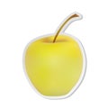 Sticker of ripe yellow realistic apple isolated on white background Royalty Free Stock Photo