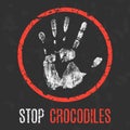 Vector illustration. Stop crocodiles.