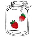 Strawberries in a glass jar. Strawberry jam. Vector illustration strawberries in a glass jar Royalty Free Stock Photo