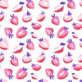 Vector illustration strawberry flat style print. Summer seamless pattern Royalty Free Stock Photo