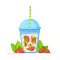 Vector illustration of a strawberry smoothie. Mixed drink. Royalty Free Stock Photo