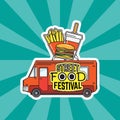 Vector flat street food festival illustration Royalty Free Stock Photo