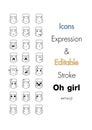 Vector illustration of stroke editable icons for business