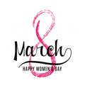 Vector illustration of stylish grunge 8 march womens day greeting card Royalty Free Stock Photo