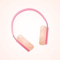 Vector illustration of stylish pink headphones icon