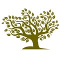 Vector illustration of stylized branchy tree on white b Royalty Free Stock Photo