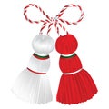 Martenitsa Pizho and Penda decorated with Bulgarian flag Royalty Free Stock Photo