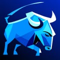 Vector illustration of a stylized image of a bull on a blue background Generative AI