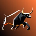 Vector illustration of a stylized image of a bull on an orange background Generative AI