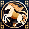 Vector illustration of a stylized image of a horse in a circle AI Generated