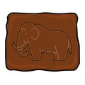 A vector illustration of a stylized mammoth etched onto a brown stone-like surface, featuring a unique design with a hand-drawn Royalty Free Stock Photo