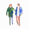 Vector illustration stylized people. Watercolor sketches