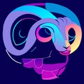 vector illustration of a stylized portrait of a goat with a blue background Generative AI