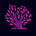 Vector illustration of stylized purple branchy tree. Ecology