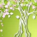 Vector illustration with stylized spring tree