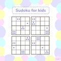 Vector illustration. Sudoku game for kids with pictures. Logic g