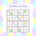 Vector illustration. Sudoku for kids with pictures. Logic game f