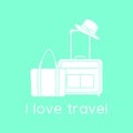 Vector illustration Suitcase Hat beach bag Travel