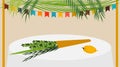 Vector illustration of a Sukkah decorated with ornaments for the Jewish Holiday Sukkot